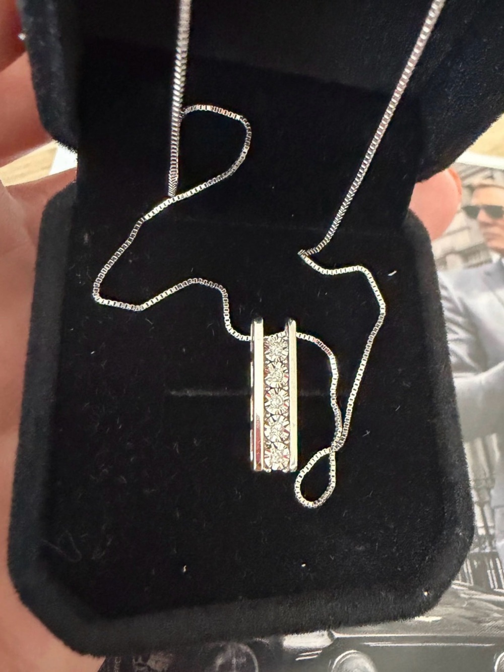 Solid White Gold 10k Necklace with Natural Diamonds Pendant